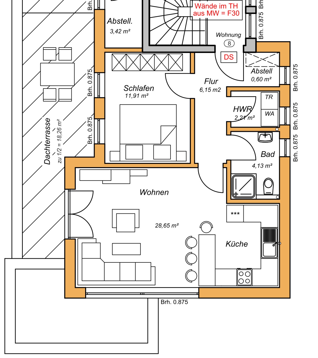 Obergeschoss – Grundriss Wohnung 8 Obergeschoss – Grundriss Wohnung 8